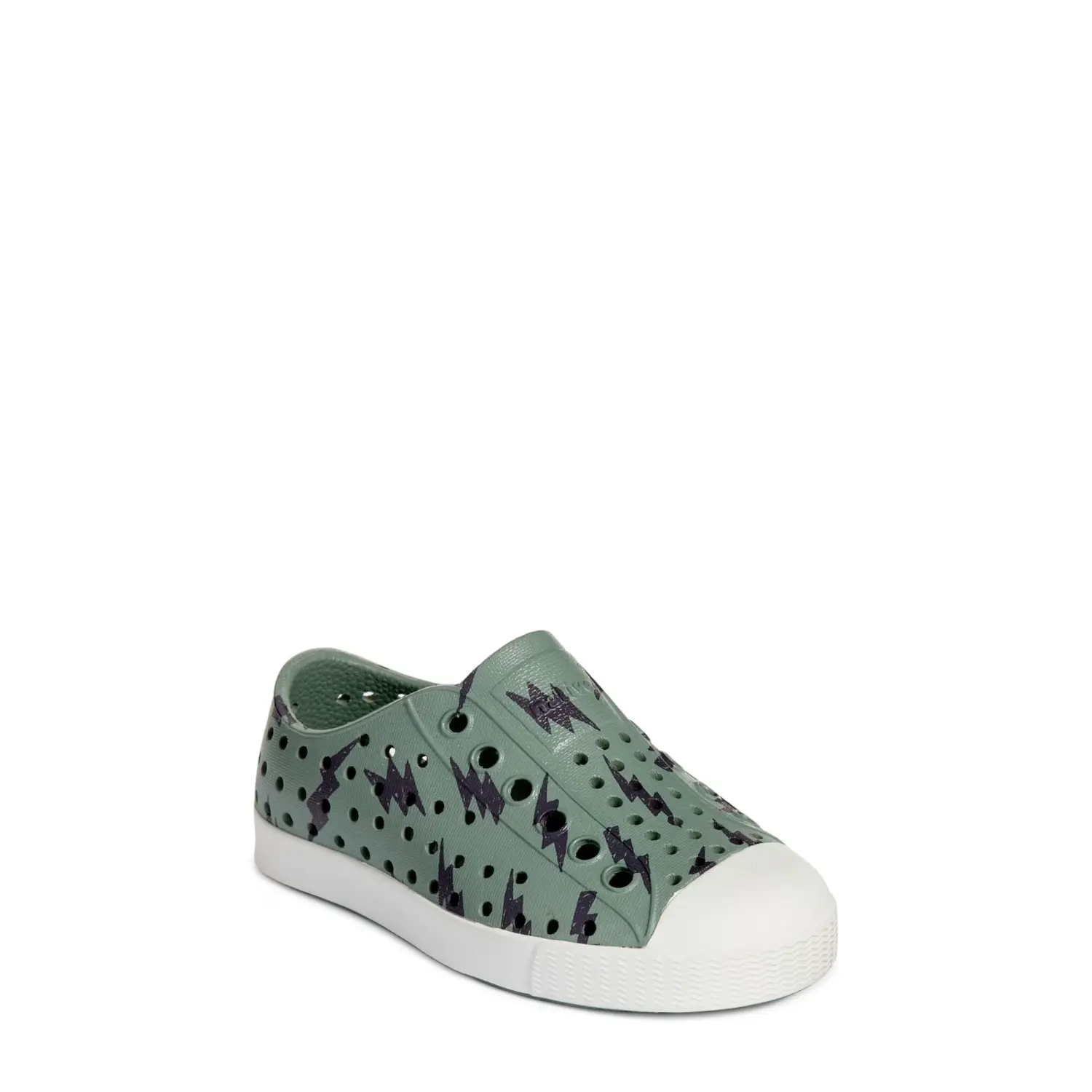 Детские кроссовки Native Shoes Jefferson Print Sneakers, зеленые, перфорированные, без шнурков, модель ZAP428 — фото 2