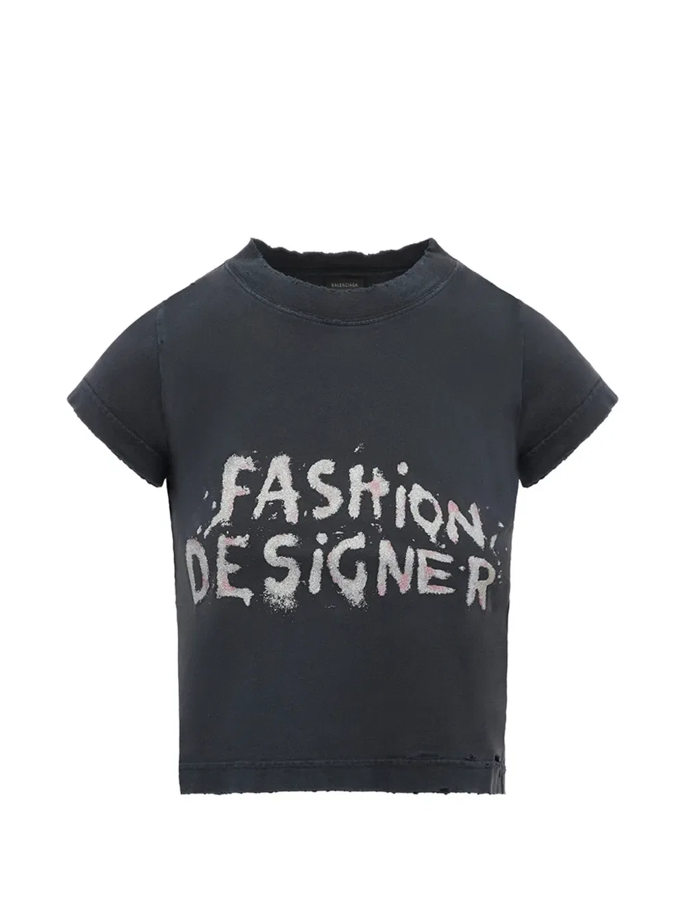 Футболка с логотипом, усаженная в хрустальную форму Balenciaga, черный