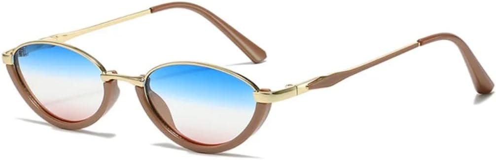 

Модные женские солнцезащитные очки маленького овального размера в винтажном стиле с градиентным затемнением и защитой от УФ-излучения для мужчин TVTBBVV, Coffee-bluebrown