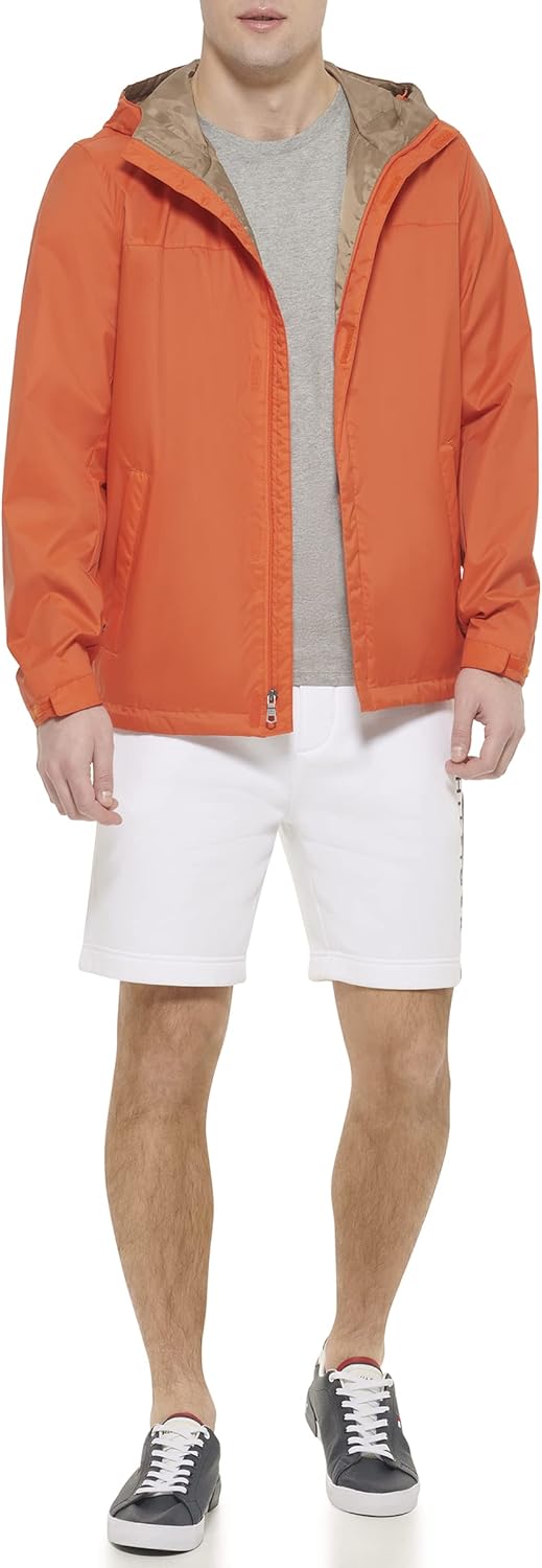 Мужская легкая дышащая водонепроницаемая куртка с капюшоном Tommy Hilfiger, Orange — фото 2