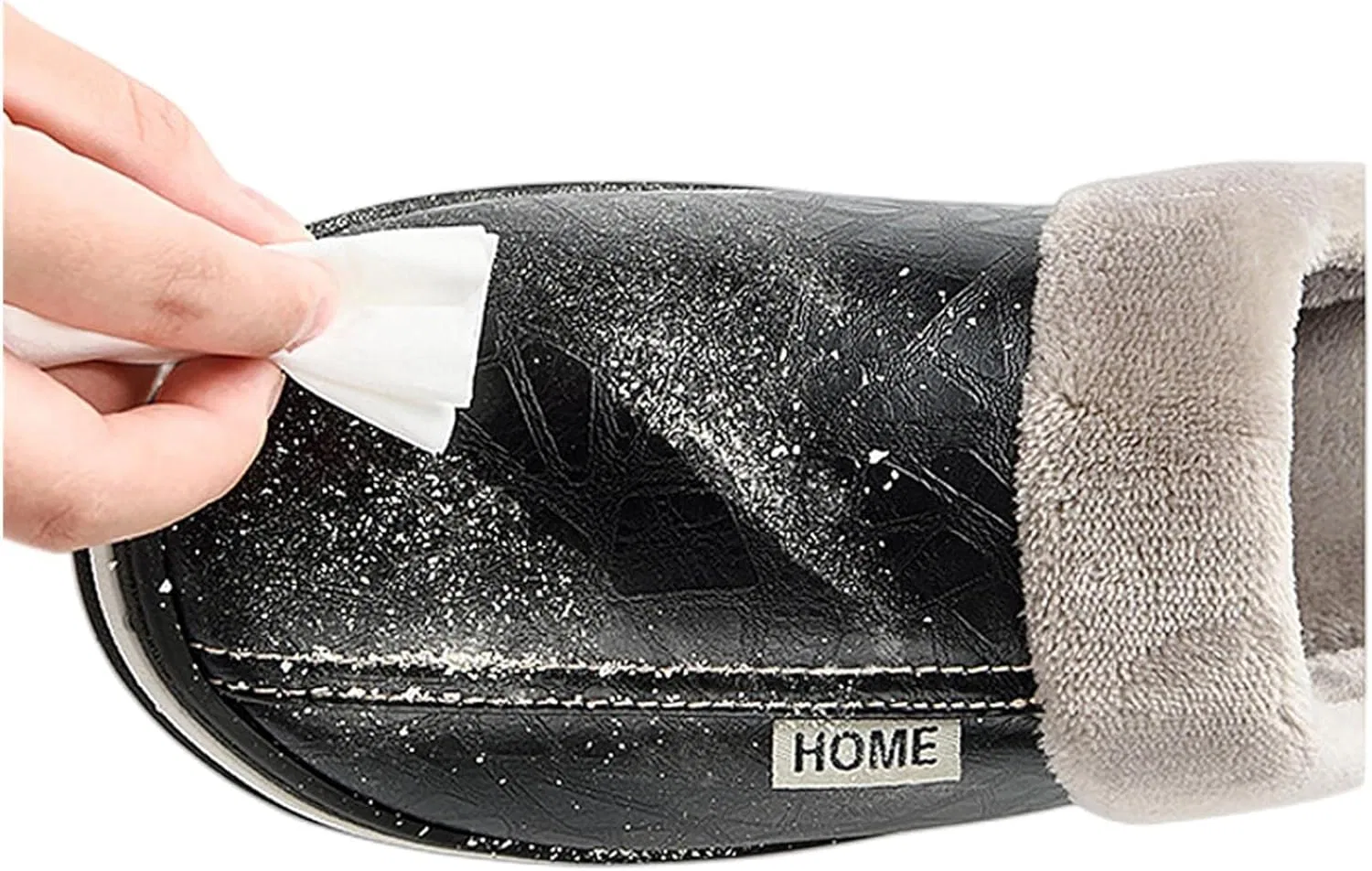 LOTIE Пляжные тапочки женские Männer Hausschuhe Haus Winter Innenräume Warme Schuhe Dick-Locked Plüsch Wasserdicht, Dunkelblau — фото 4