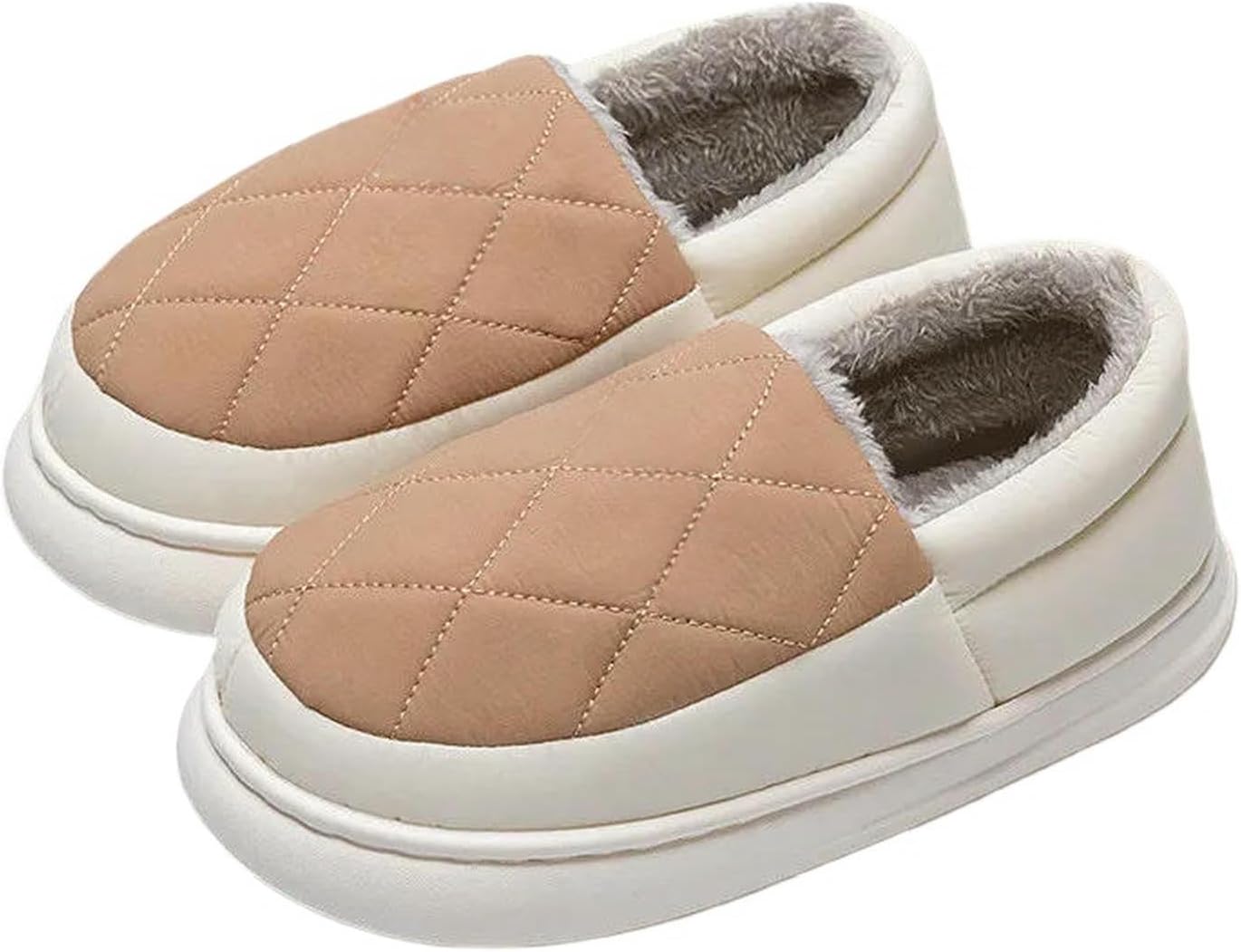 

Домашние тапочки для мужчин и женщин, зимние теплые, повседневные с нескользящей подошвой, толстые, для дома Uebherv, хаки