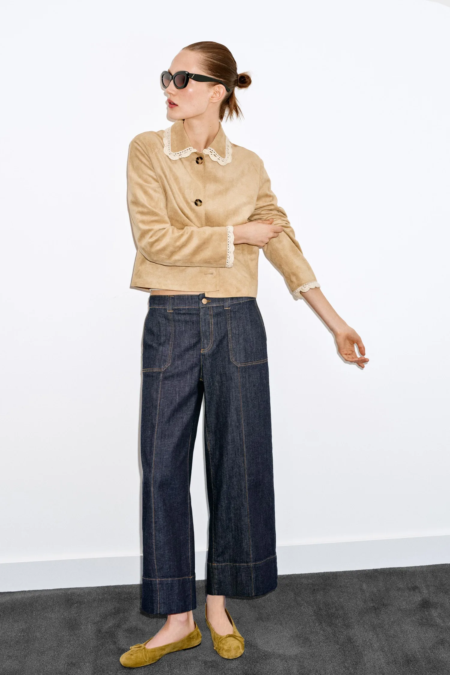 Джинсы-кюлоты средней посадки z1975 Zara, синий