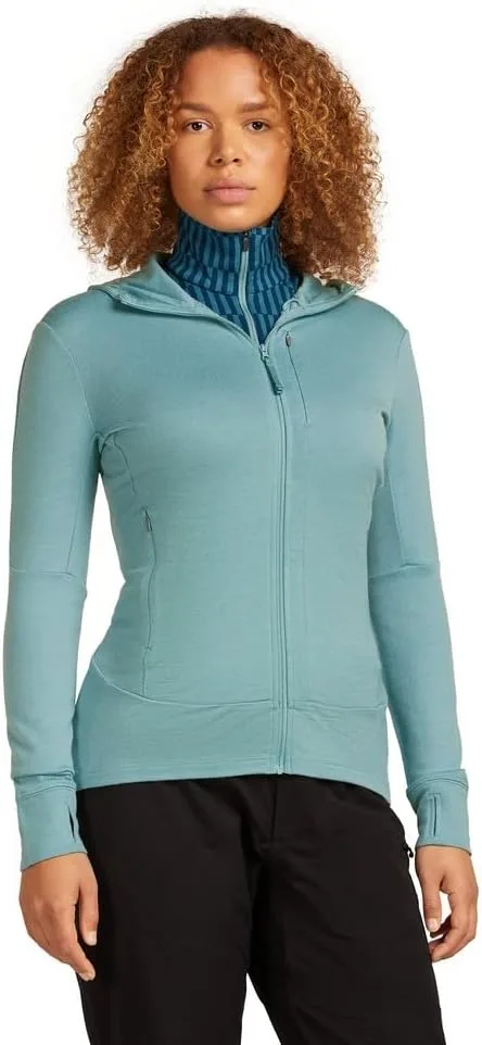 

Icebreaker Merino Women's Quantum IV лонгслив с капюшоном на молнии — Black IV