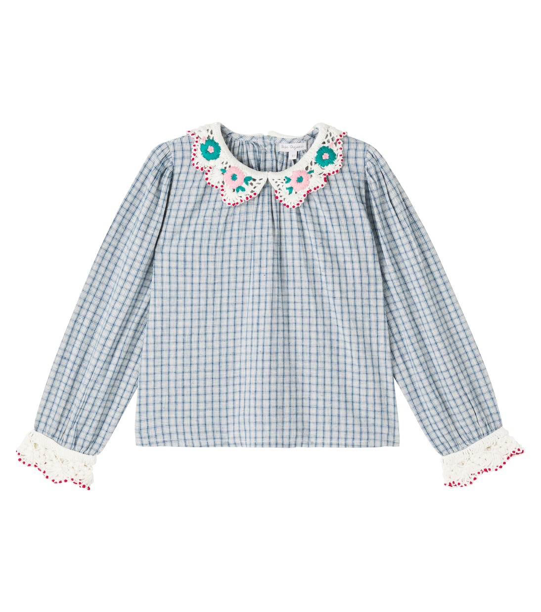 

Клетчатая блузка из хлопка и льна Rhea Bebe Organic, Blue Check