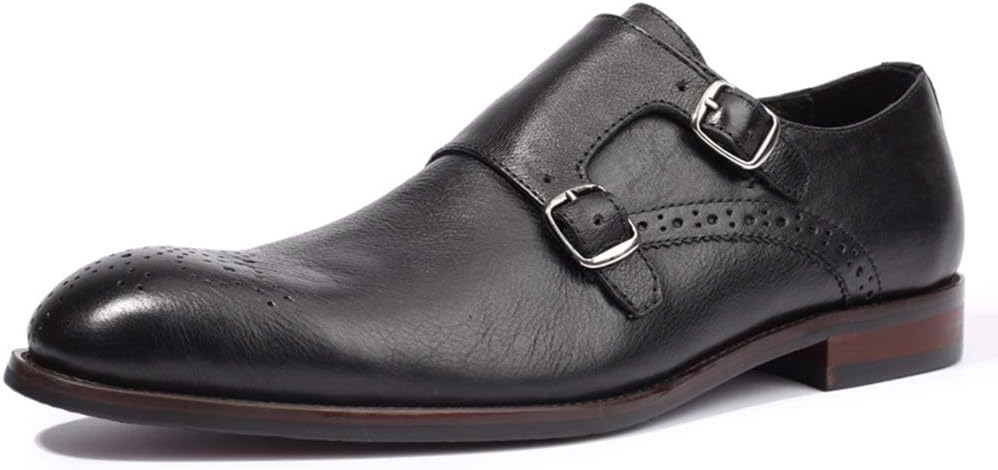 

Деловые кожаные туфли, мужские праздничные свадебные туфли для прогулок и работы с пряжкой, без шнурков, коричневые - 40/UK 7/US 7.5 Jlfzc