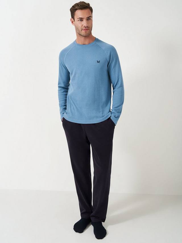 

Хлопчатобумажные брюки для отдыха с эластичной талией Crew Clothing, темно-синий