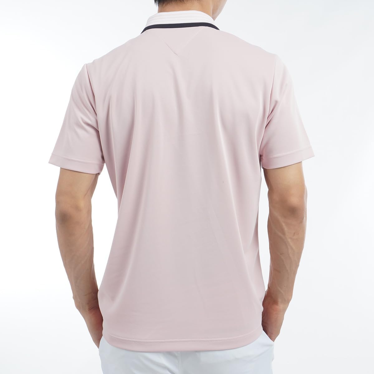 Мужская рубашка-поло Tommy Hilfiger Golf Classic THMA513, в полоску, с коротким рукавом, розовый — фото 2