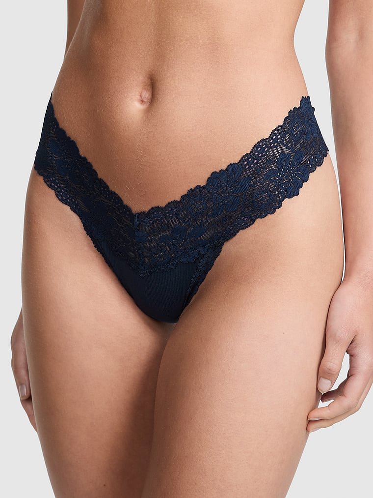 

Трусики-Стринги Wink с кружевной отделкой Pink, lace trim noir navy