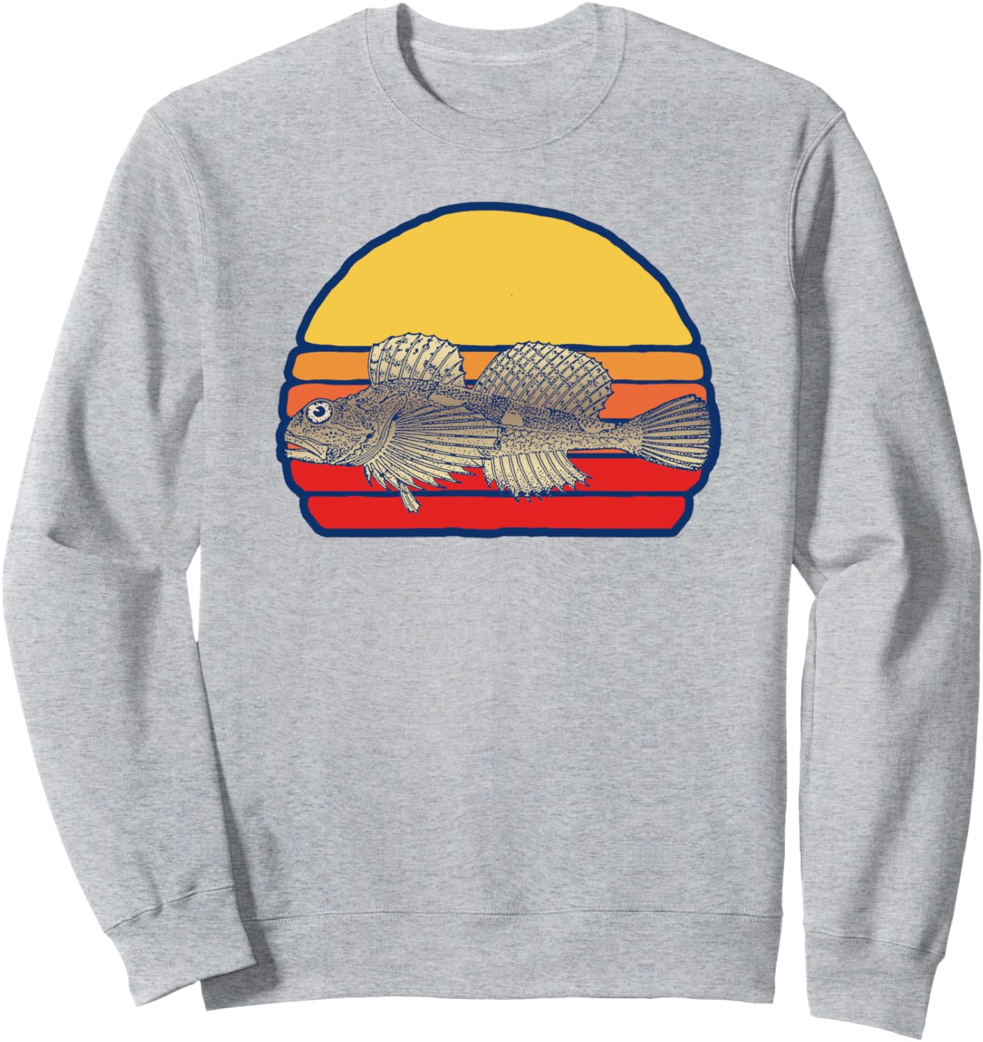 

Футболка с изображением бычка в винтажном стиле, пресноводная, ретро, 80-е, закат, 80-е Appalachian Fish Co., серый