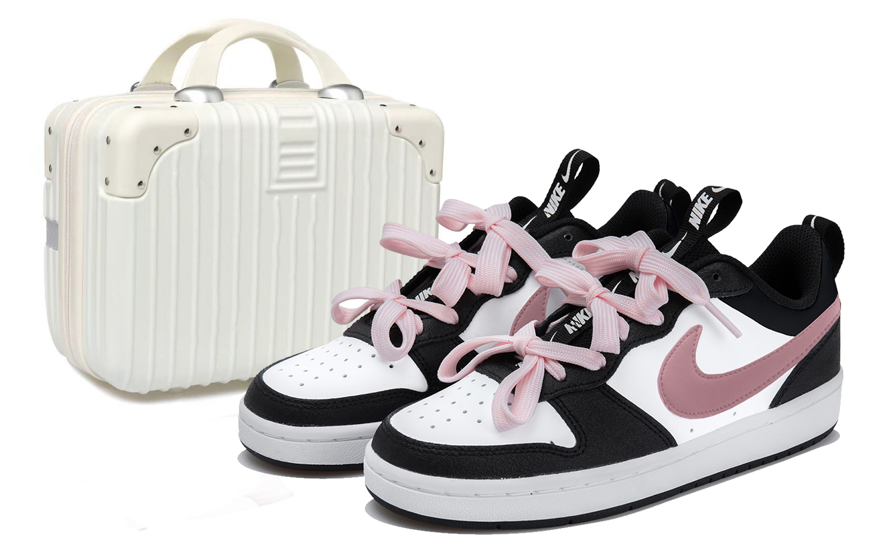 

Детские кроссовки для скейтбординга Court Borough Low 2 Low Top для подростков Nike, белый/розовый/черный