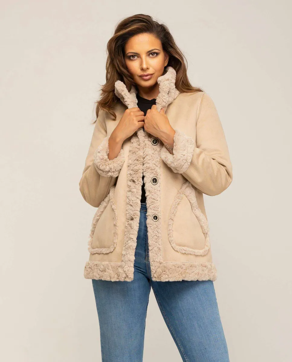 

Двустороннее женское пальто с застежкой на пуговицы Fsh, бежевый