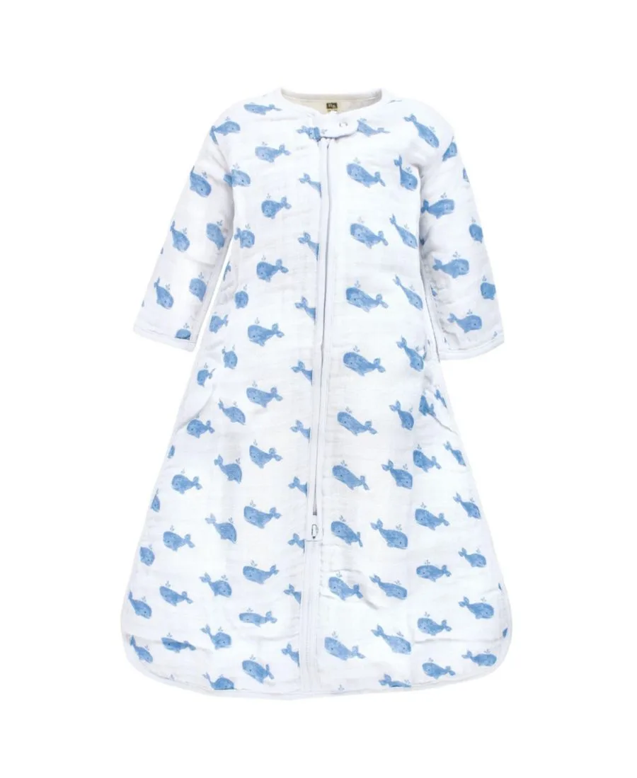 Спальное покрывало из муслина с длинными рукавами Hudson Baby, синий whale