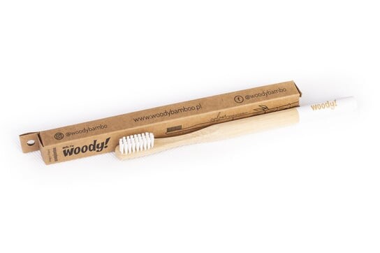 

Бамбуковая зубная щетка среднего размера, 1 шт. WoodyBamboo