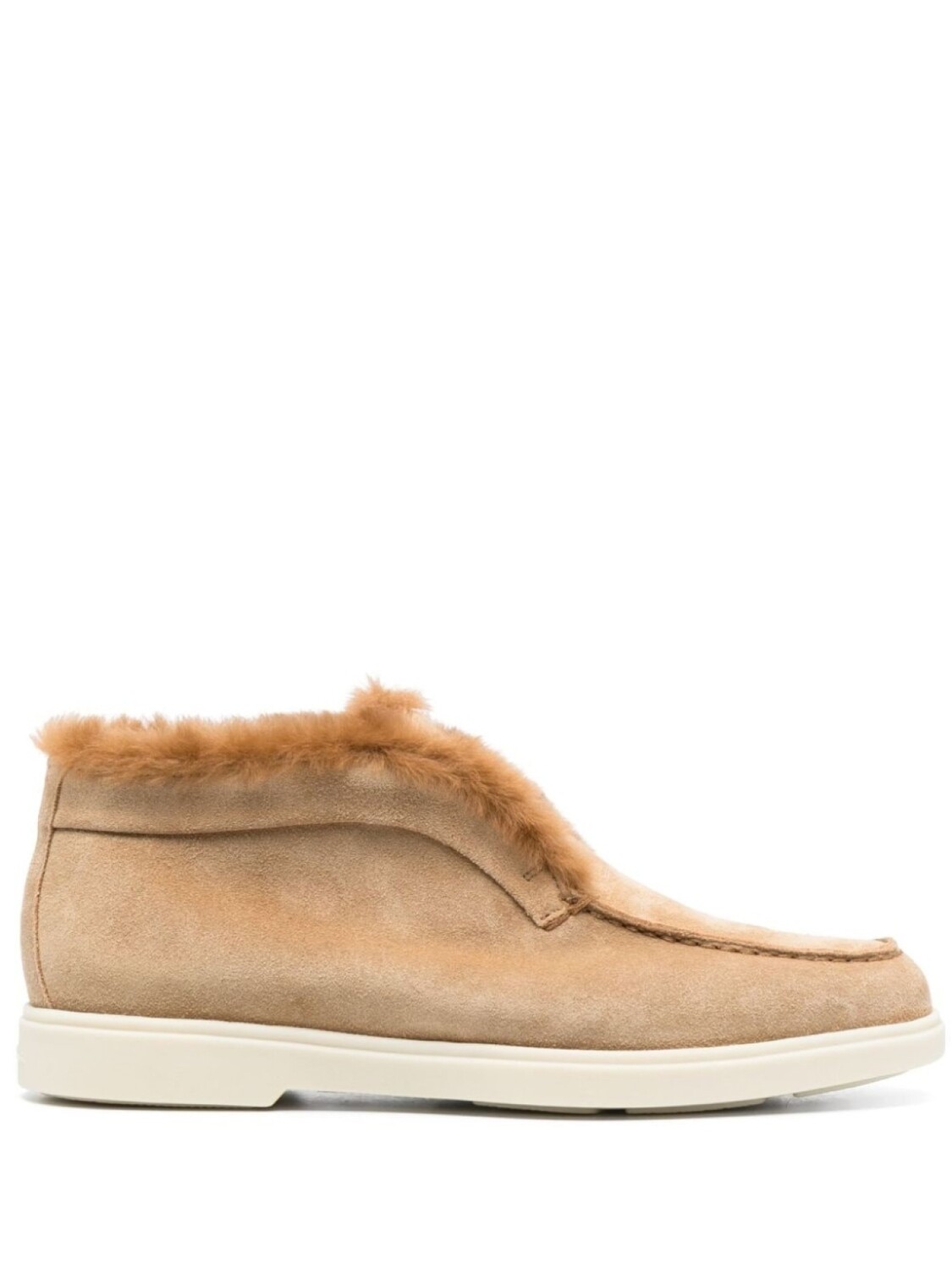 Santoni лоферы с контрастной строчкой, коричневый