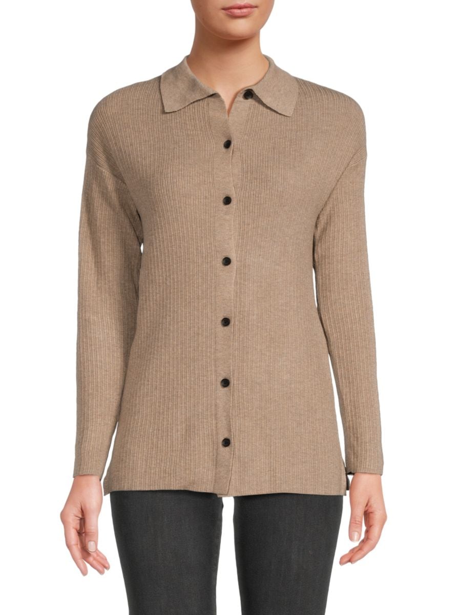 

Кардиган со спущенным плечом Saks Fifth Avenue, цвет Mushroom