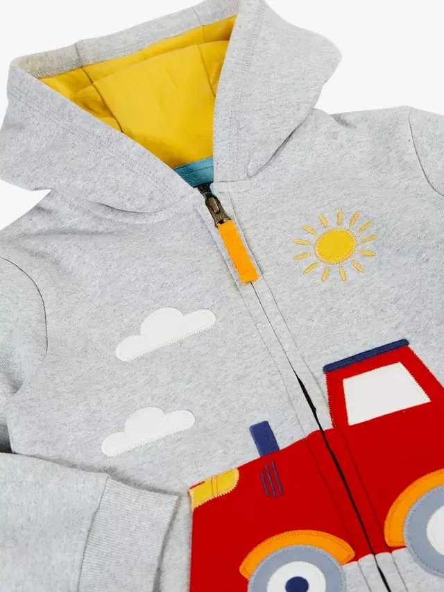 Детская хлопковая толстовка Carbis, серый меланж/трактор Frugi — фото 4