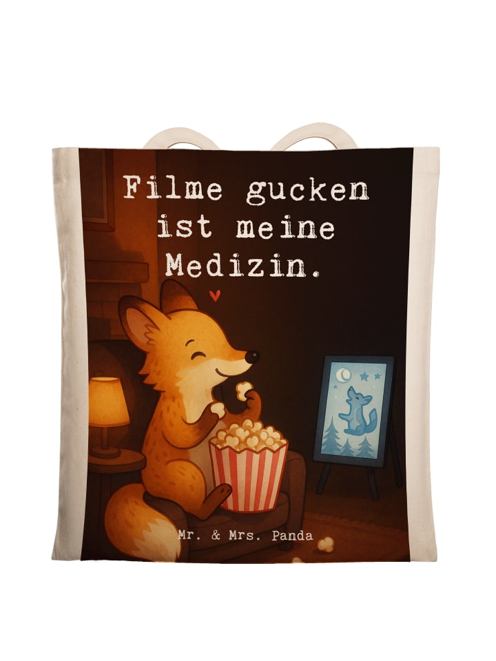 

Mr. & Mrs. Panda Сумка-шоппер с дизайном «Фокс смотрит фильм» и надписью белого цвета