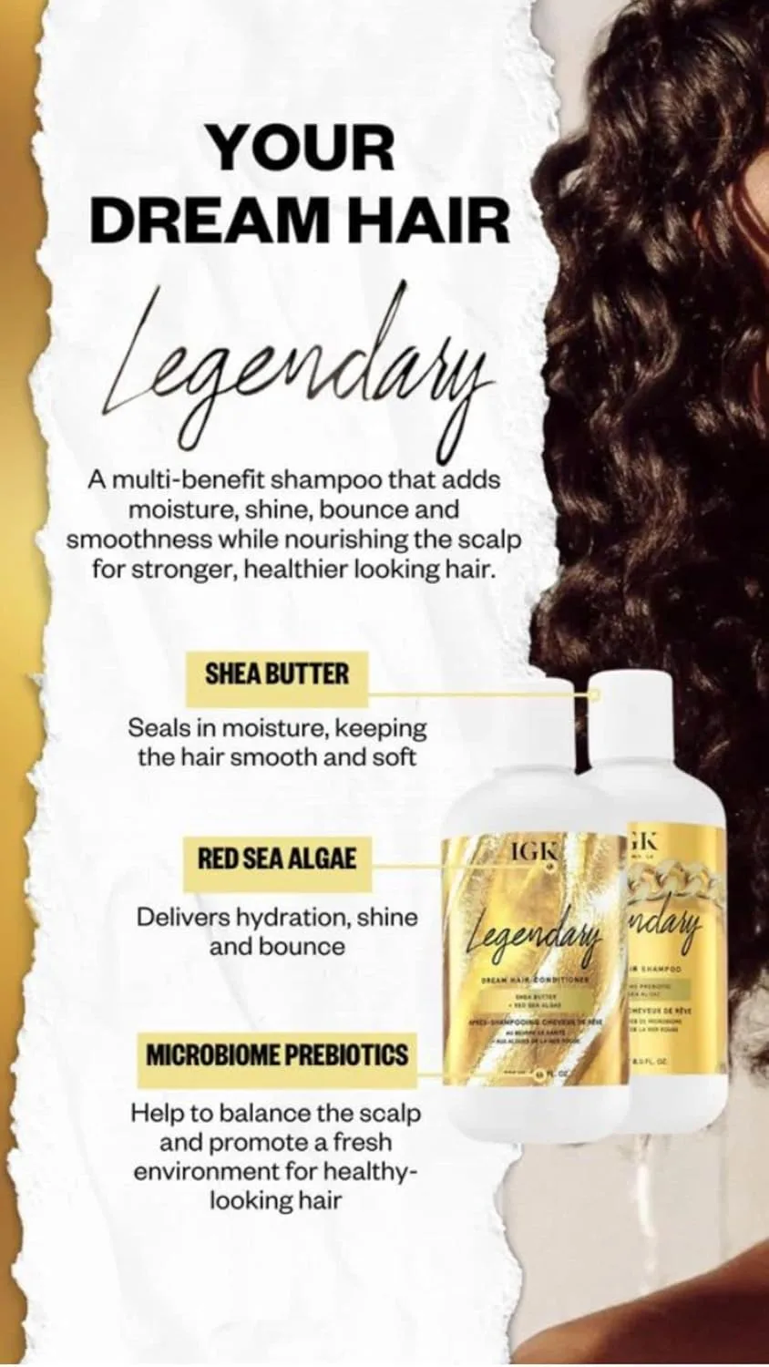 Шампунь IGK LEGENDARY Dream Hair | Увлажняющий шампунь для мягких и блестящих волос | Легкая текстура, придающая волосам упругость и объем 1000 мл (.), red — фото 3