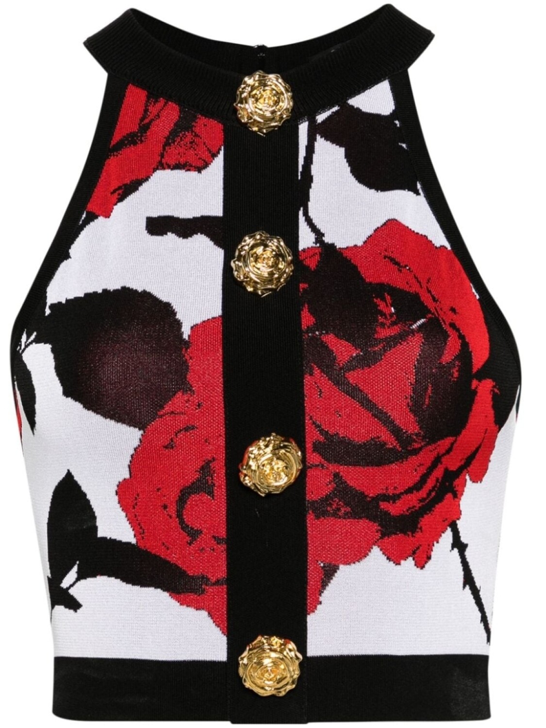 

Balmain жаккардовый укороченный топ, черный