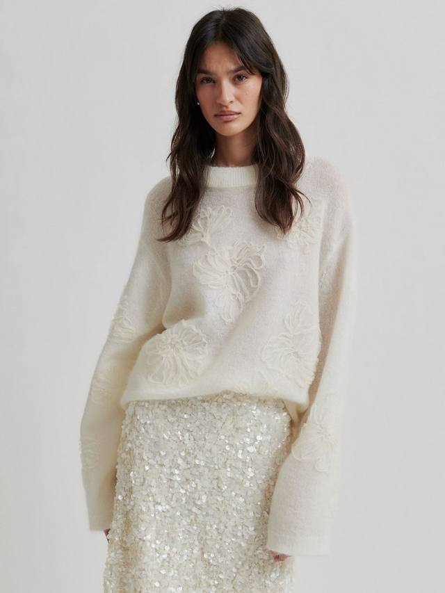 

Bellarose 3D вязаный свитер с цветочным узором Second Female, White