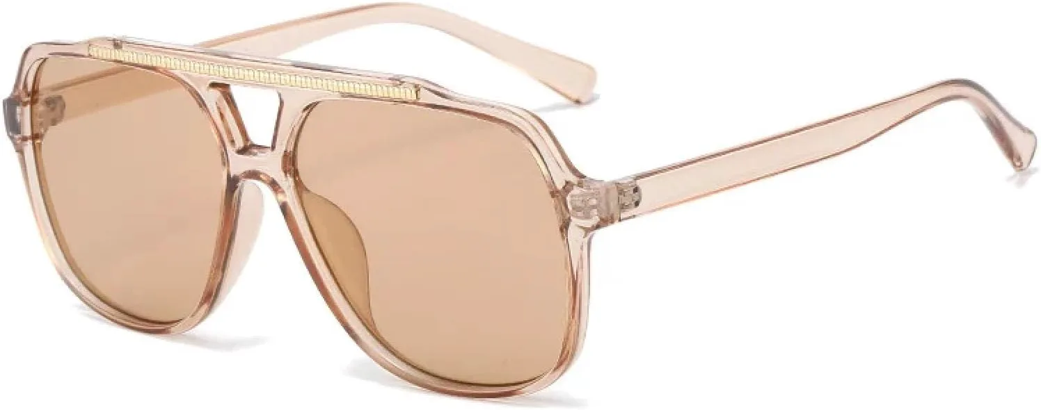 

Женские солнцезащитные очки с двойной перемычкой, модные очки с прозрачными линзами с градиентом Ocean, солнцезащитные очки UV400 для мужчин TVTBBVV, Champagne