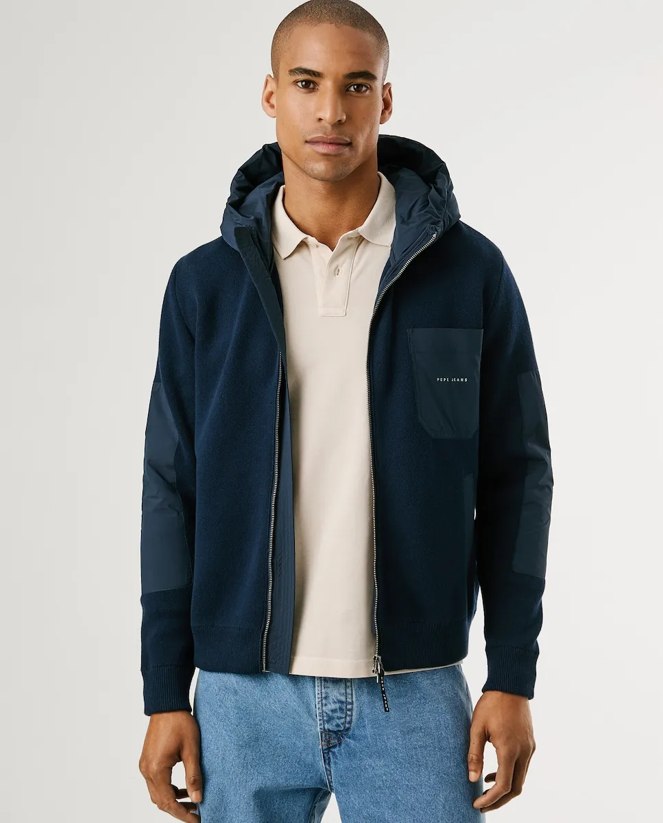 

Мужская гибридная куртка с капюшоном Pepe Jeans, темно-синий