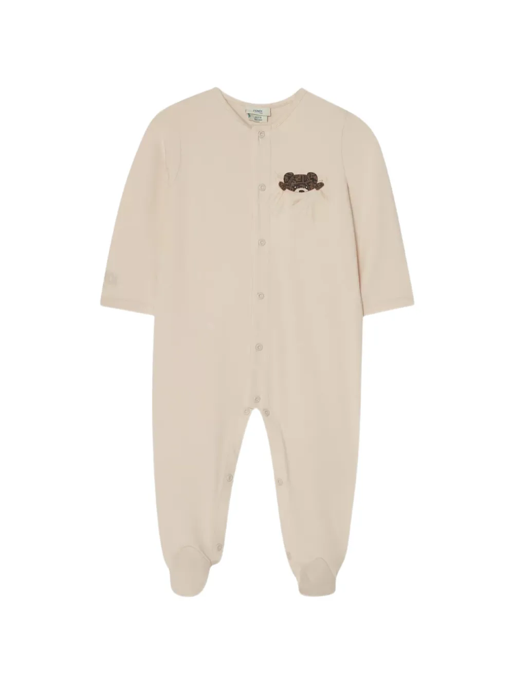 

Пижама с мишкой на пуговицах Fendi Kids, бежевый