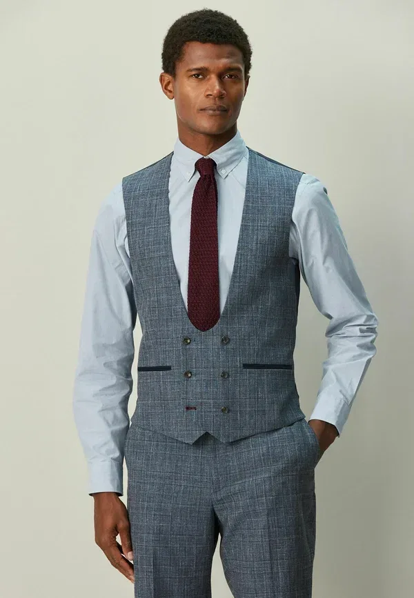 Жилет Regular fit trimmed check suit, Next, темно-синий