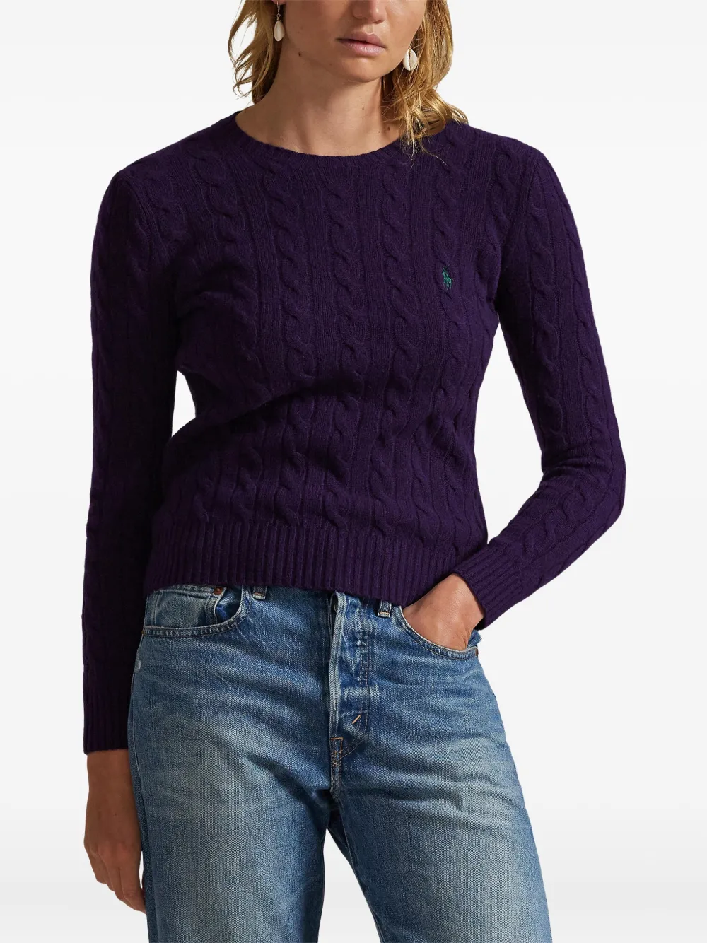 Джемпер фактурной вязки POLO RALPH LAUREN, фиолетовый — фото 3
