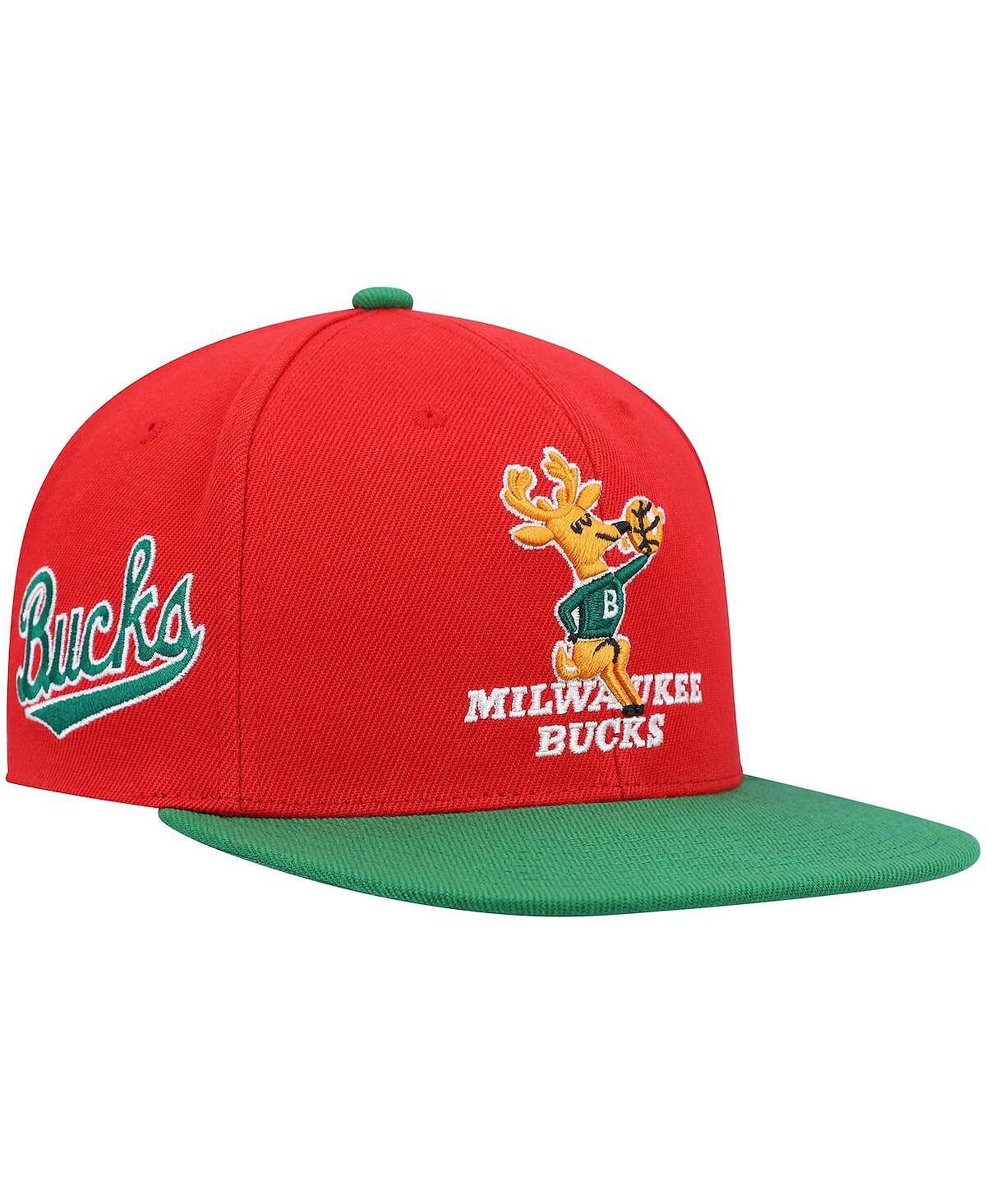 

Мужская красно-зеленая кепка Milwaukee Bucks Classics Snapback из твердой древесины Mitchell & Ness