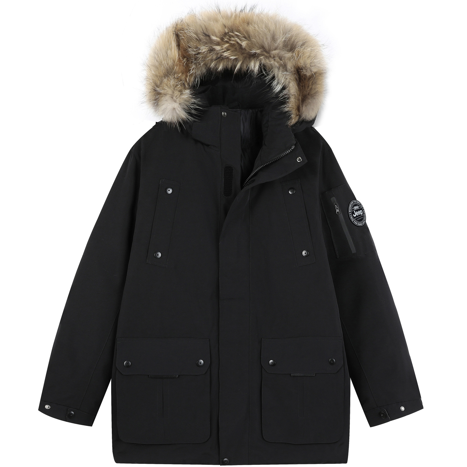 

Пуховик Unisex Jeep, черный (с нарукавной нашивкой)