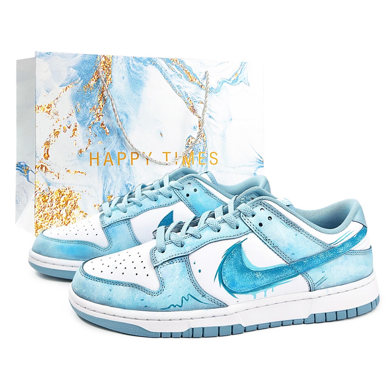 

Nike Кроссовки для скейтбординга Dunk Frozen, износостойкие, низкие, мужские, белые, синие