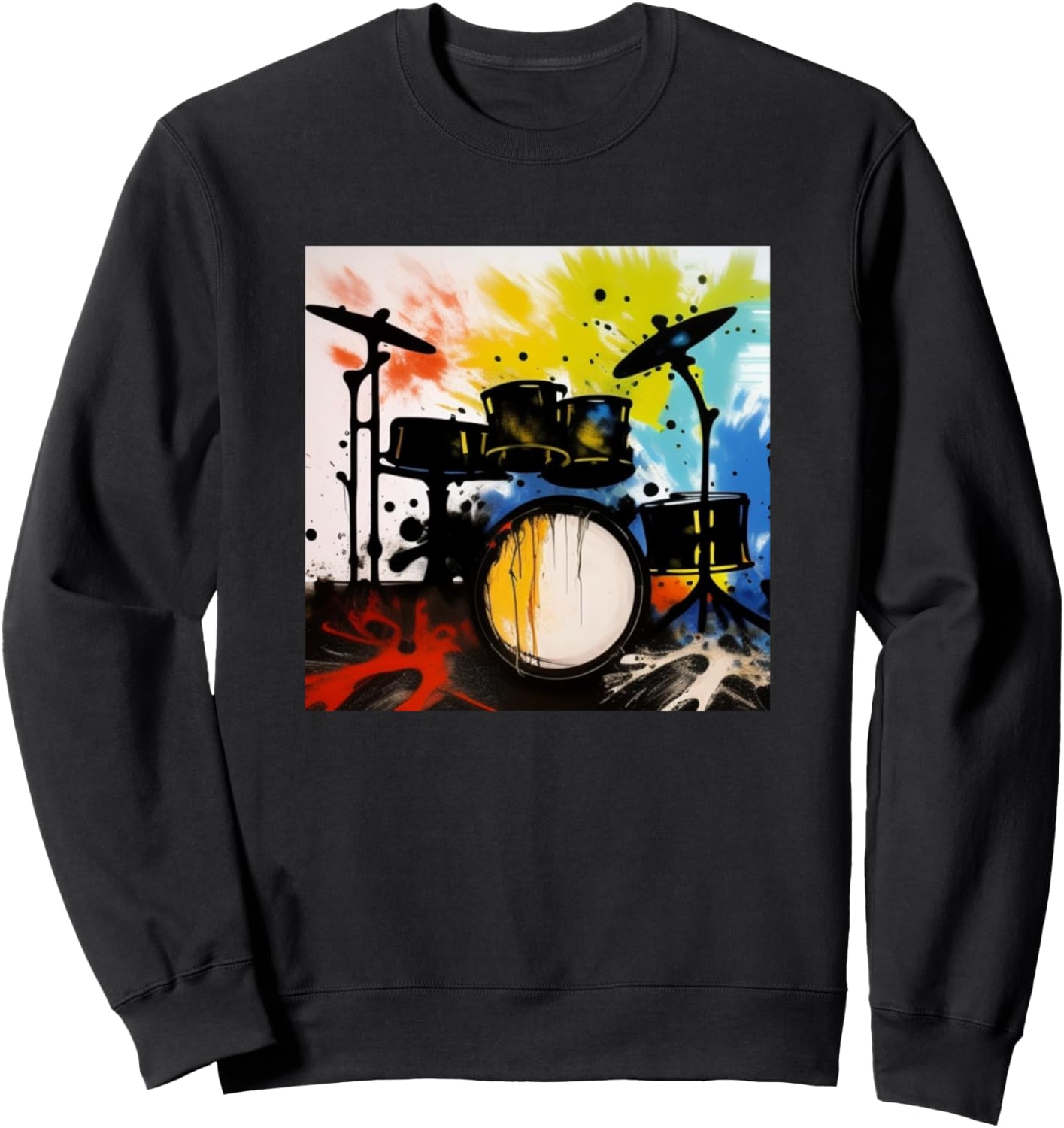

Толстовка с силуэтом барабанщика в разноцветном исполнении Drums Music | Art Men Women Kids Boys Girls Gift