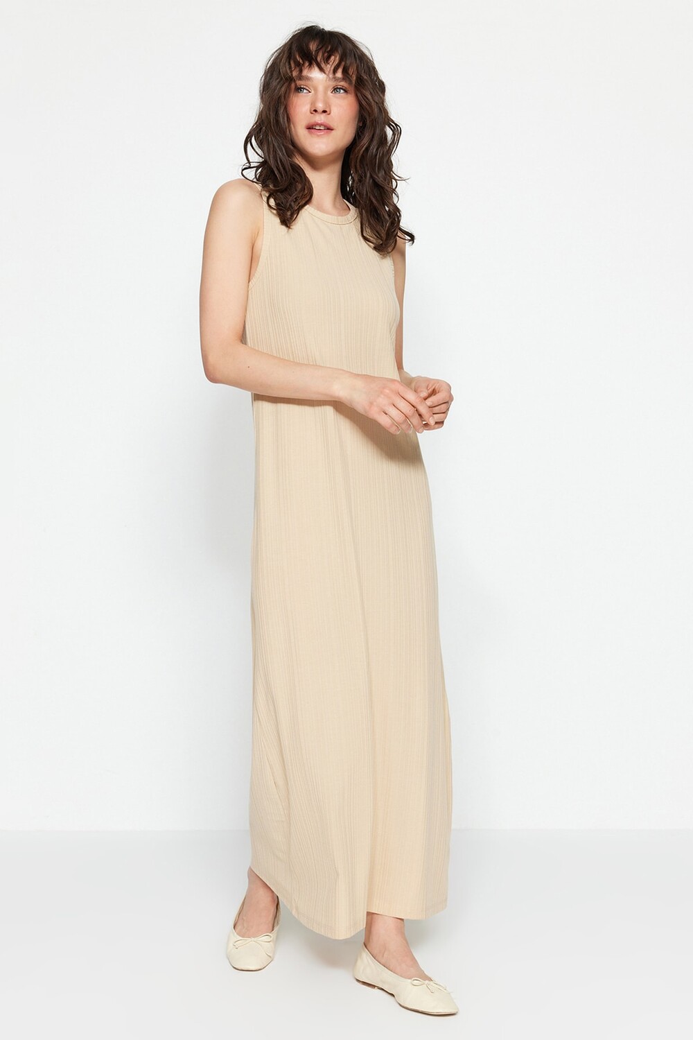 

Платье - Бежевое - Свободное Trendyol Modest, бежевый