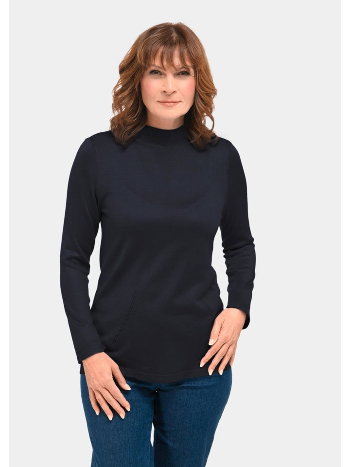 

GOLDNER Короткий размер: Свитер со стоячим воротником. Простой свитер со стоячим воротником темно-синего цвета