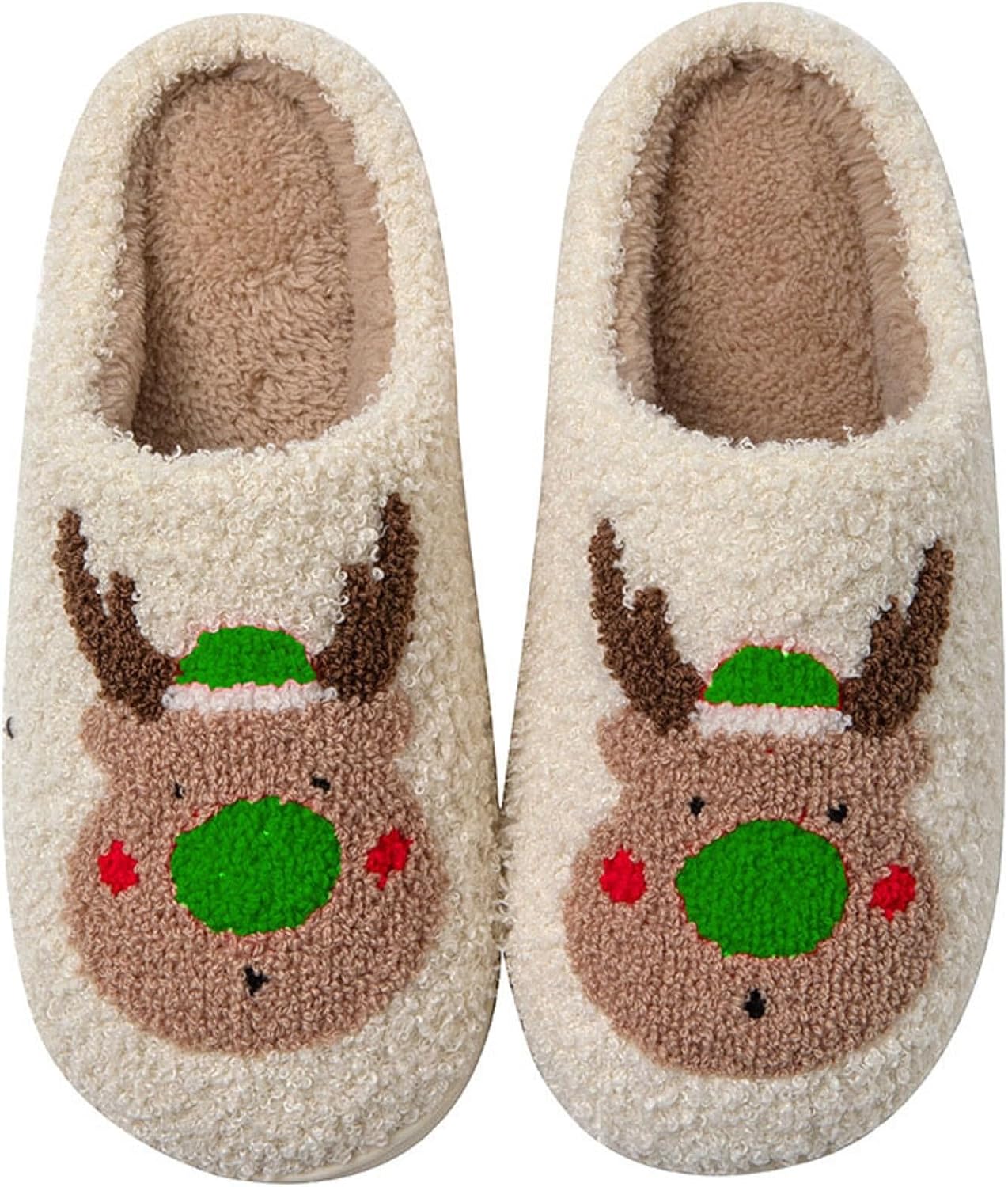 

Рождественские тапочки для женщин и мужчин 2025 года, зимние плюшевые с эффектом памяти, мягкие пушистые тапочки, уютная теплая домашняя обувь в винтажном стиле Generic, зеленый