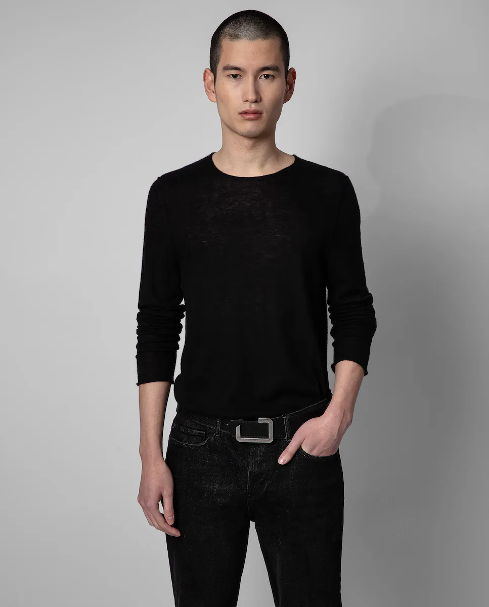 

Мужской черный кашемировый свитер с круглым вырезом Teiss Zadig & Voltaire