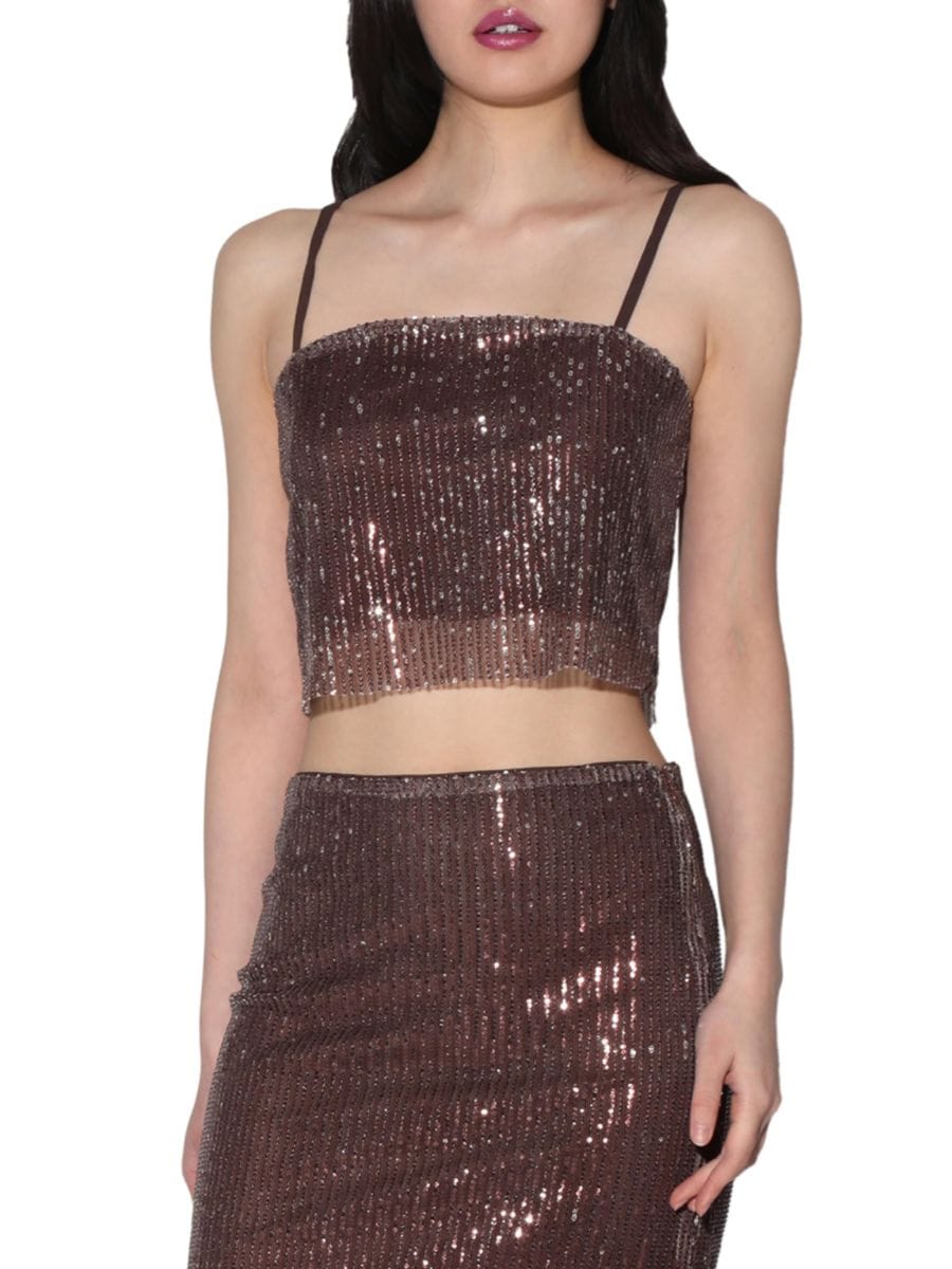 

Укороченный топ City Sequin Rose Chellie с декором Walter Baker, цвет City Mink