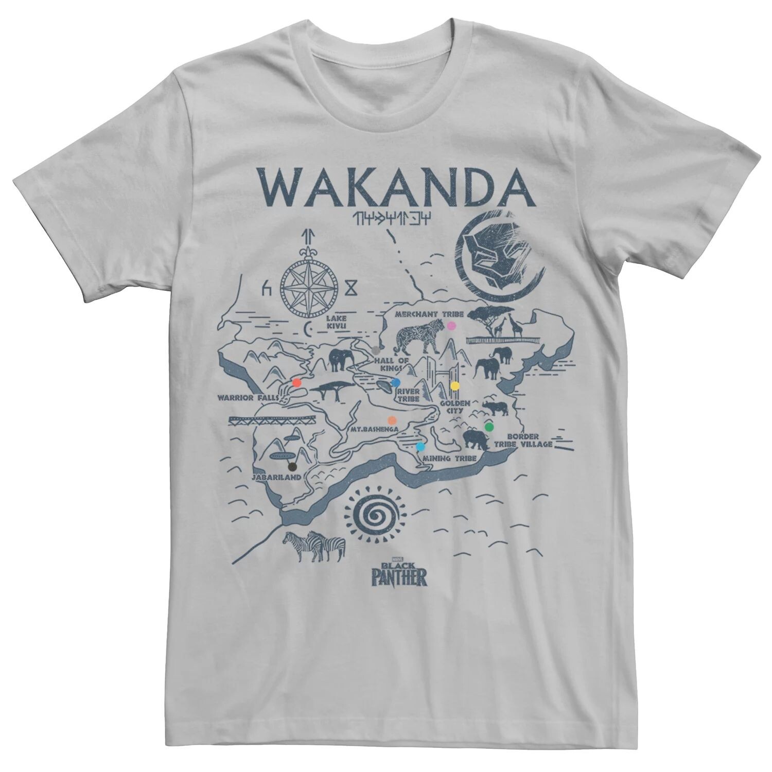 

Мужская футболка с рисунком Marvel Black Panther Wakanda Map Licensed Character