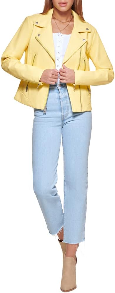 

Женская байкерская куртка Levi's 538 из веганской кожи (стандартный и большой размер), Popcorn