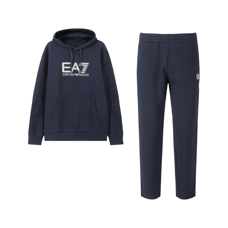 

EMPORIO ARMANI EA7 Повседневная спортивная одежда с флисовой подкладкой для мужчин, цвет темно-синий