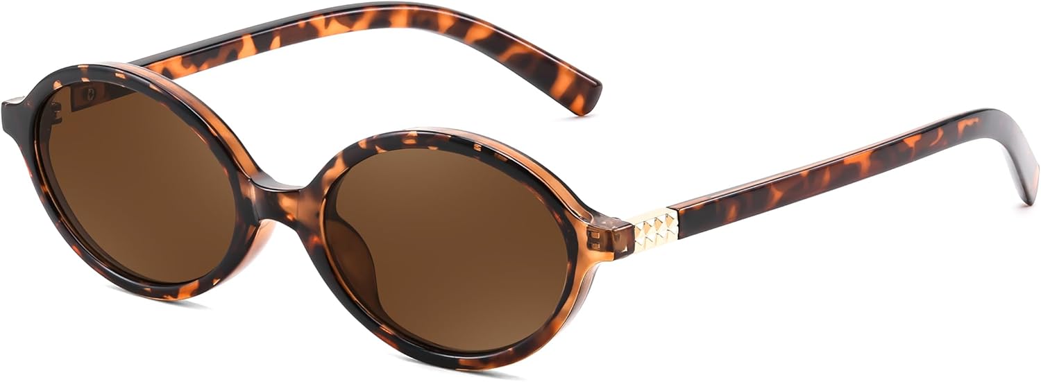 

Солнцезащитные очки YuJian в стиле ретро 90-х, овальные, для женщин и мужчин, модные узкие круглые солнцезащитные очки в стиле Y2k, винтажные очки, Leopard Frame - Tea