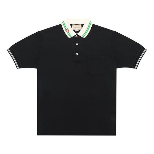 

Футболка men's ss21 interlock double g short sleeve black polo shirt Gucci, черный