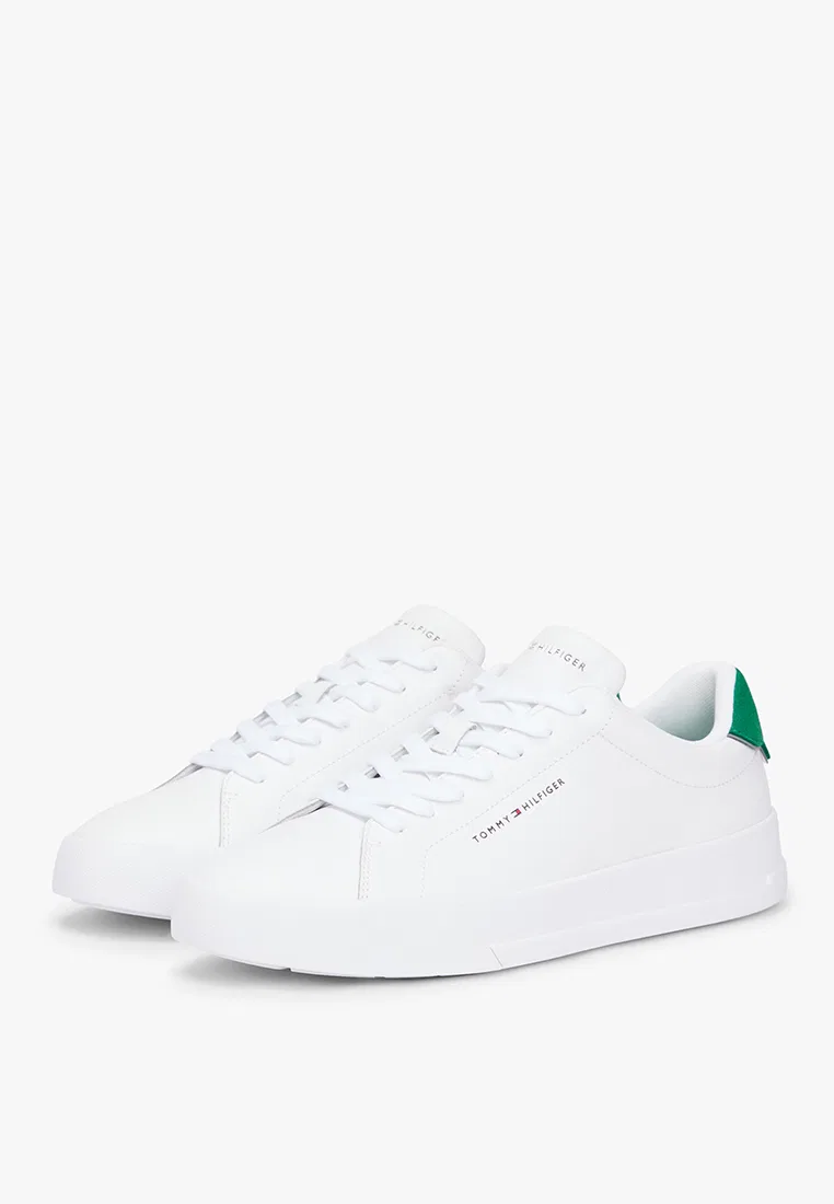 Кроссовки, кожаные, Essential, TH Mainline Tommy Hilfiger, белый/зеленый — фото 2