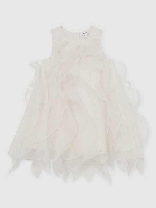 Детское платье Ellenora без рукавов с рюшами из органзы Reiss, Ivory — фото 3