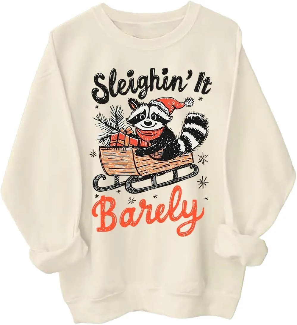 

Свитшут Funny Sleighin it Barely Xmas Raccoon Czbic