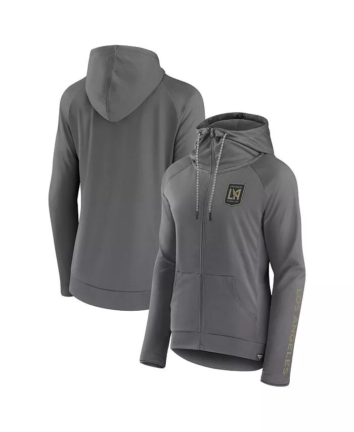 

Женская серая толстовка с капюшоном LAFC Iconic Raglan Full-Zip Fanatics