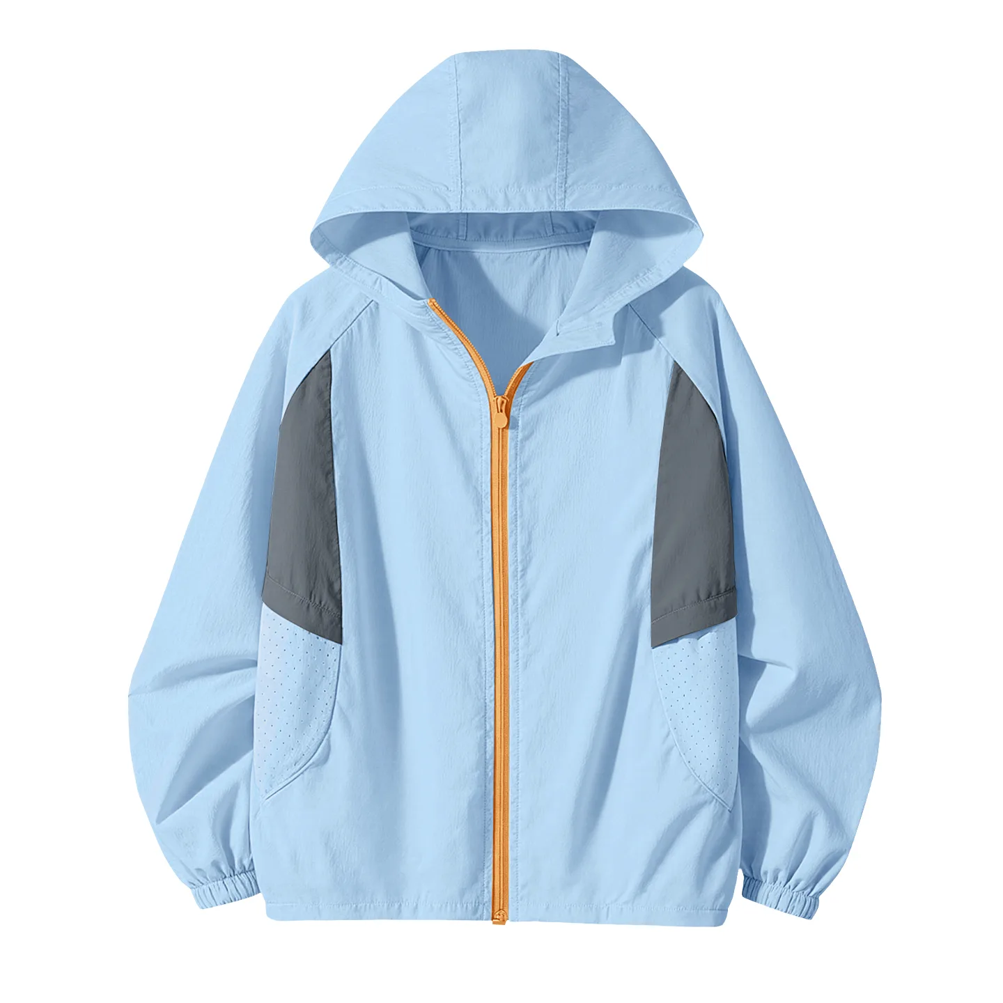 Детская одежда с защитой от солнца с капюшоном, тонкая и дышащая Disney, Solid Color Blue