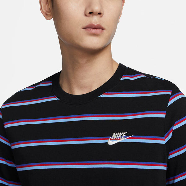 Футболка Nike Sportswear Striped Short Sleeves 'Blue', черный — фото 2